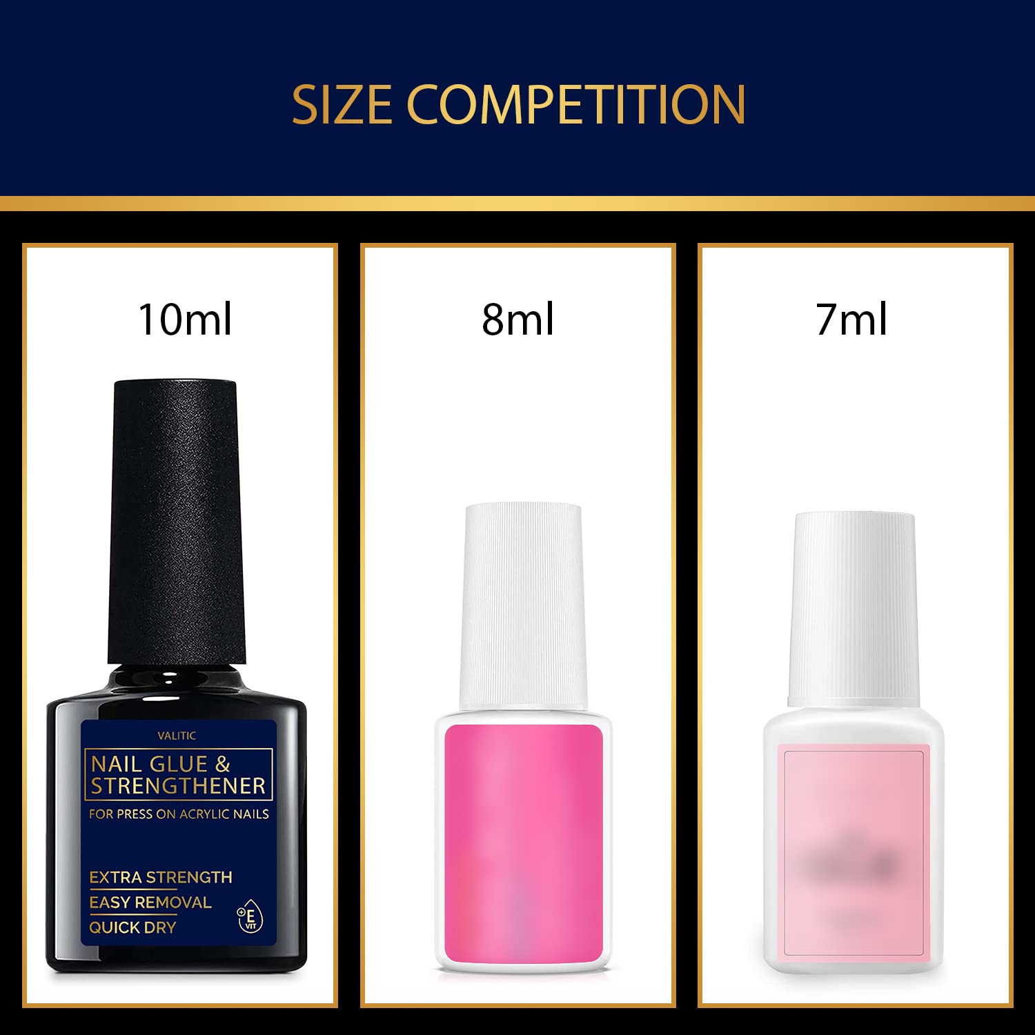 VALITIC Strong Nail Glue two-pack packaging emphasizes value and convenience.