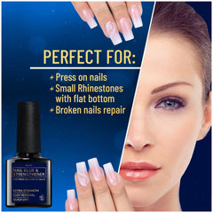 VALITIC Strong Nail Glue vitamin E-strengthening formula label highlights conditioning benefits.