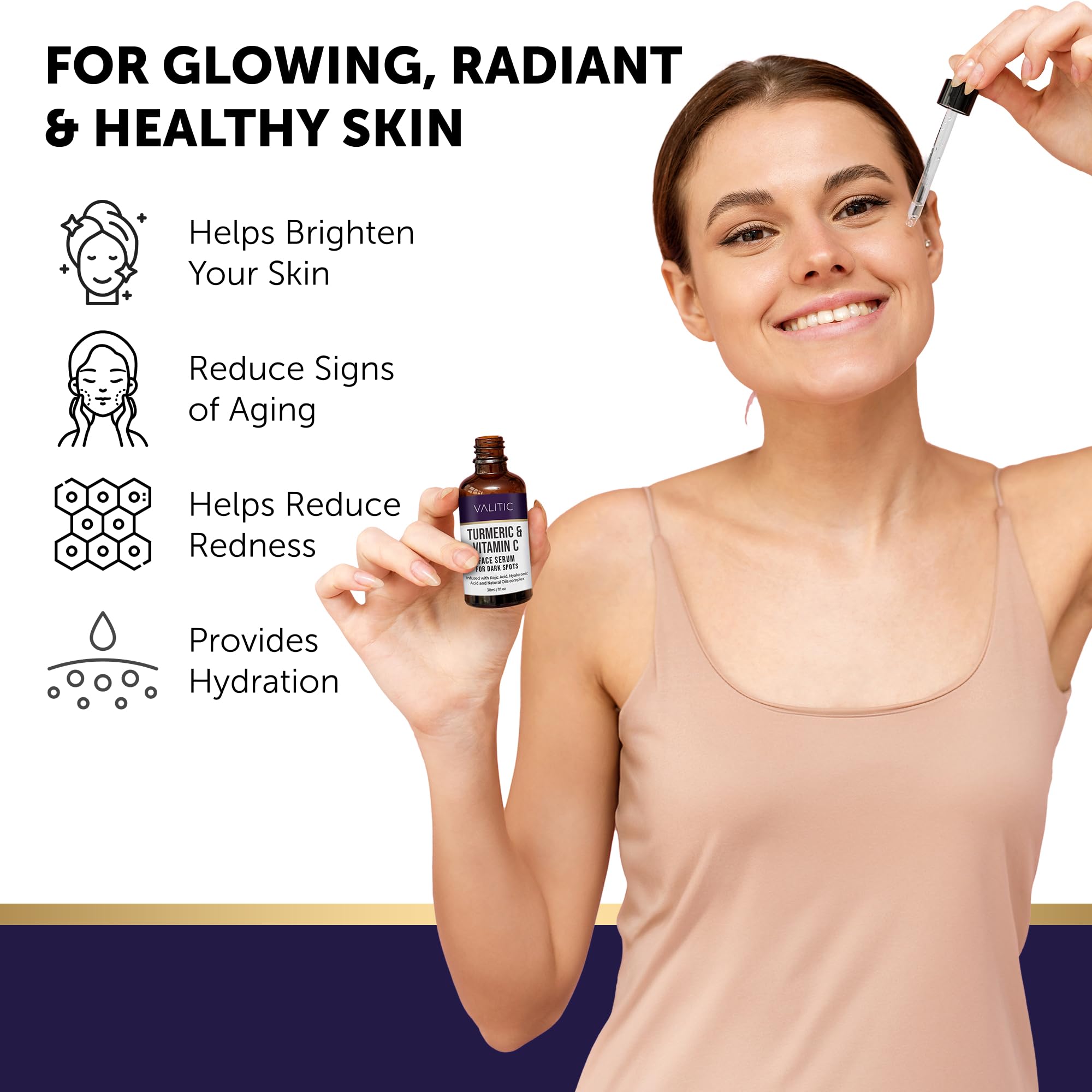 VALITIC Vitamin C Serum application on skin shows smooth, non-greasy finish