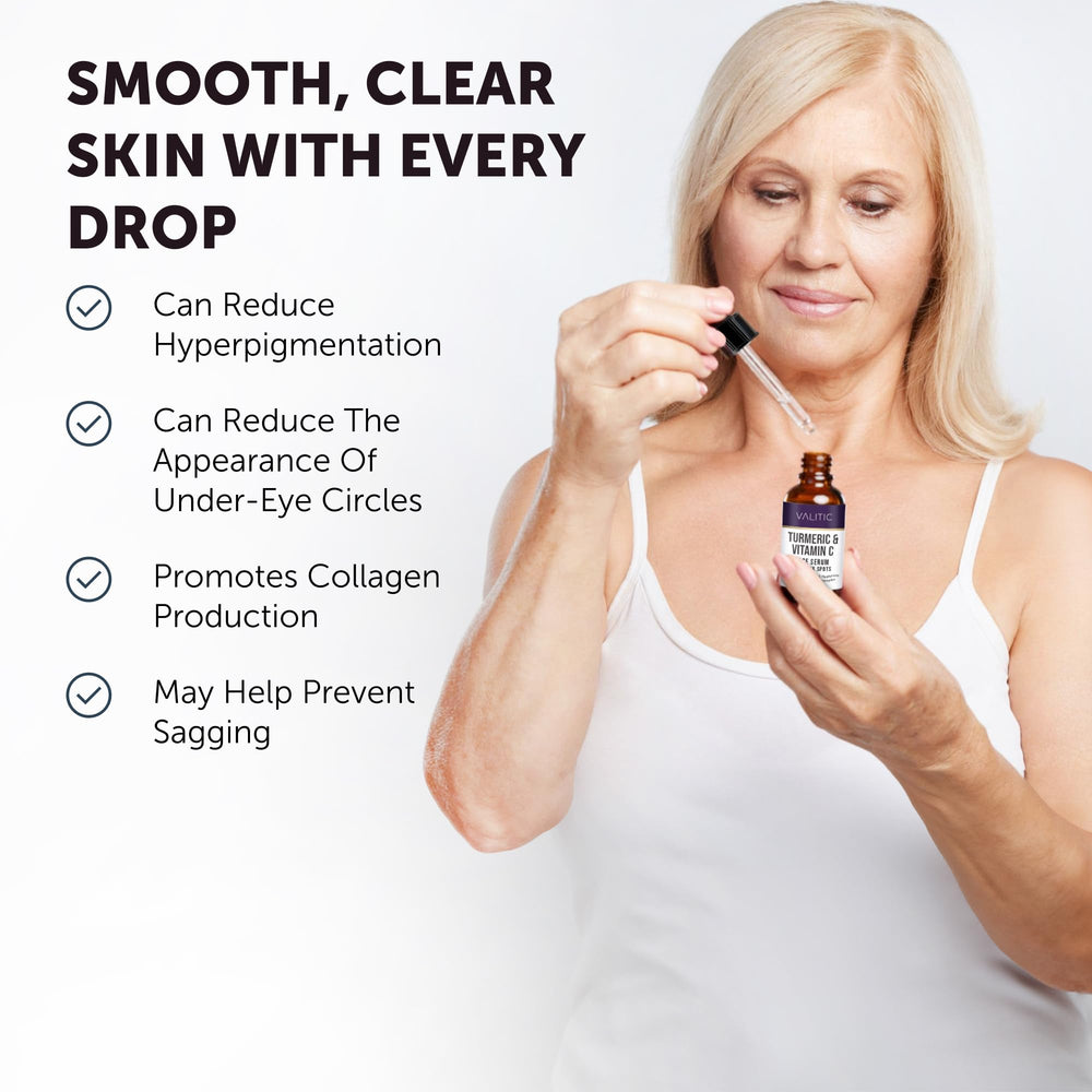 VALITIC Vitamin C Serum ingredient panel highlights hyaluronic acid for hydration