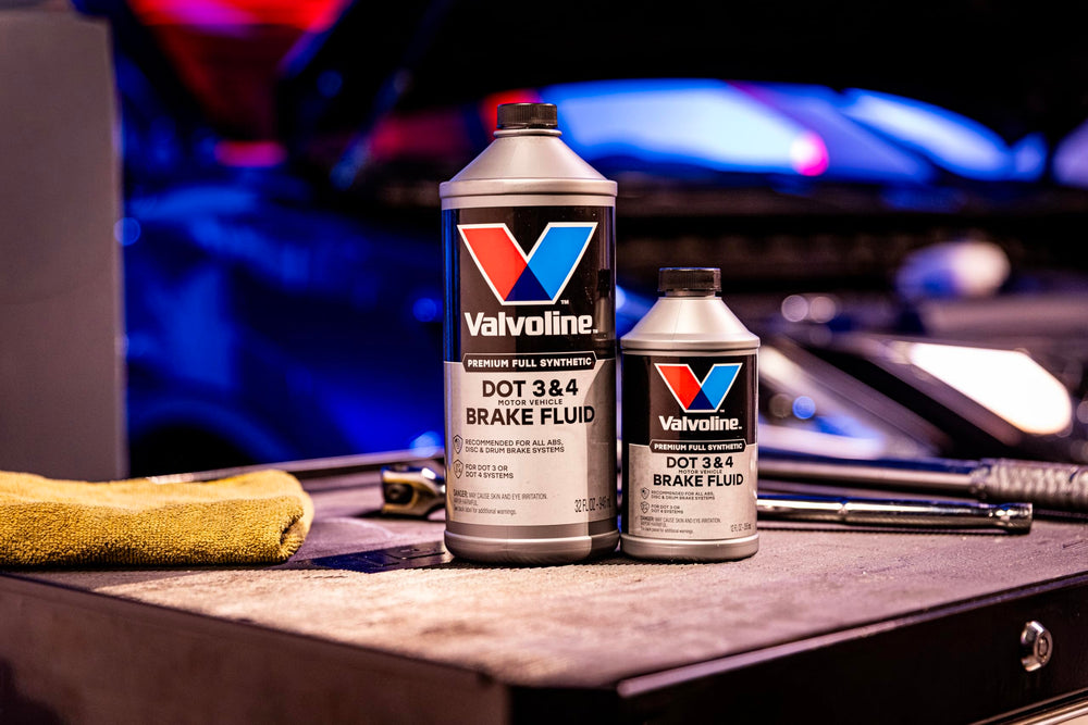 Valvoline 32oz brake fluid application in a workshop