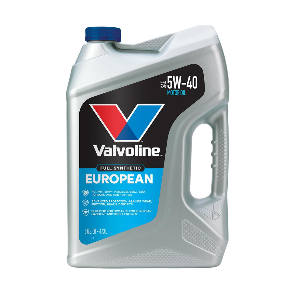 Valvoline European Vehicle Full Synthetic 5W-40 bottle ready for premium engine protection.