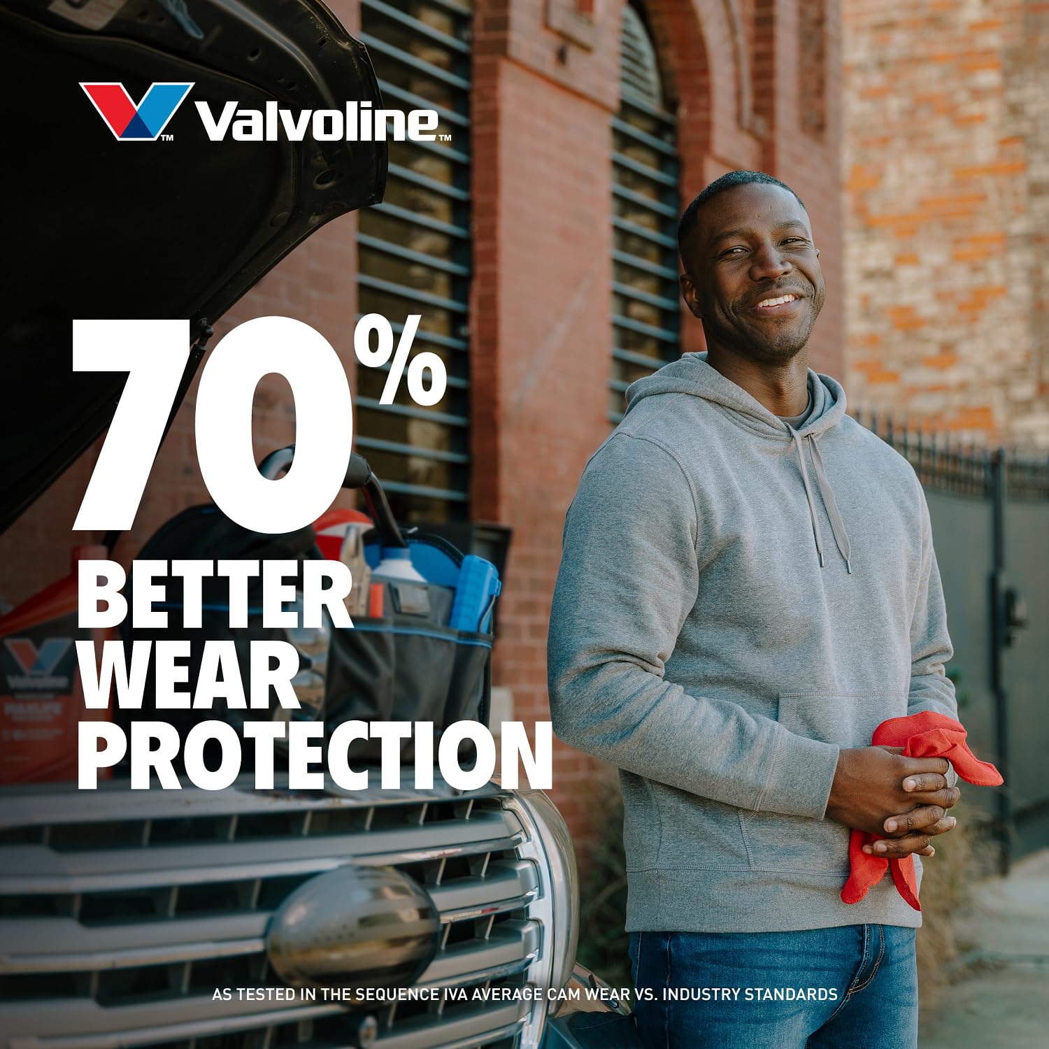 Valvoline MaxLife heat protection graphic highlights 20X better heat resistance.