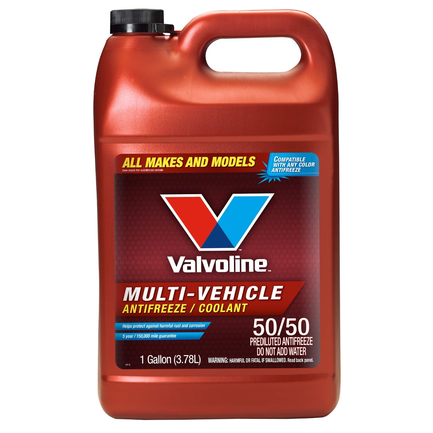 Valvoline Multi-Vehicle antifreeze being poured for universal vehicle protection.