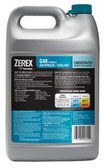 Valvoline Zerex G48 concentrate antifreeze label highlights extended service life benefits.