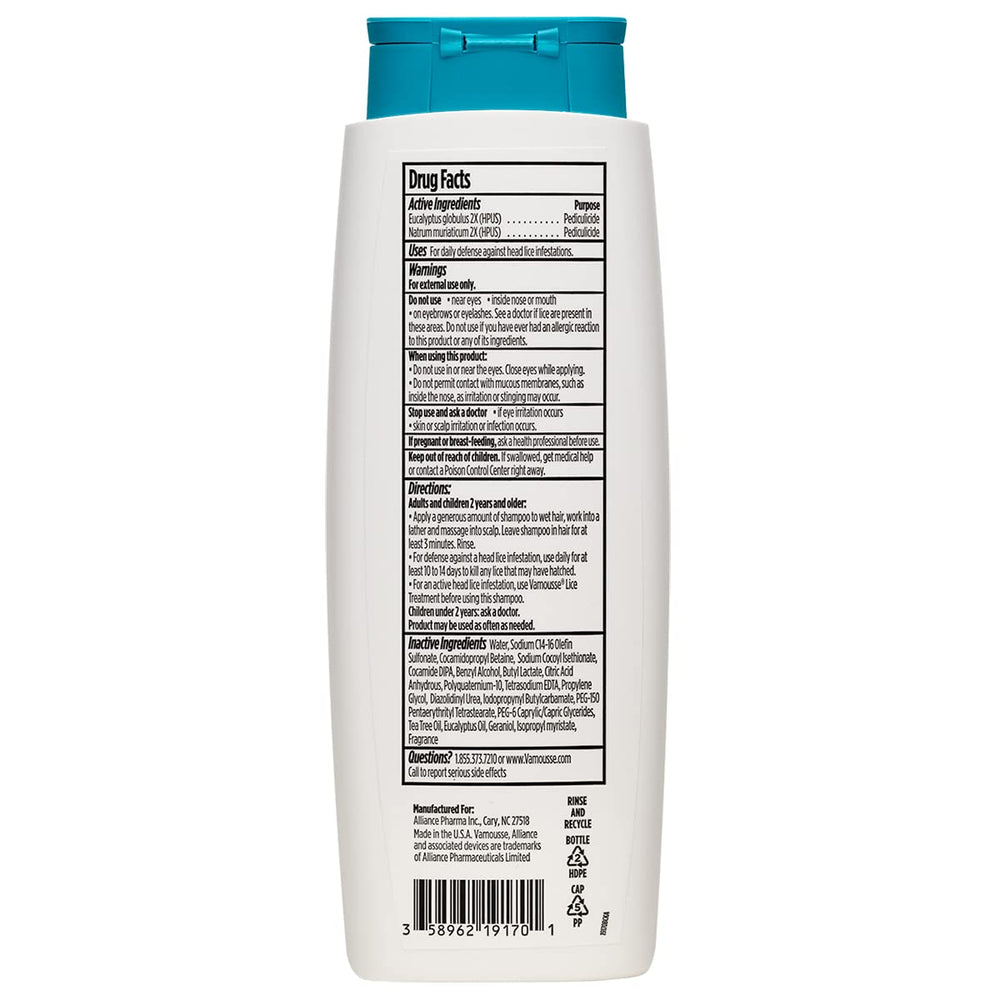 Vamousse safe-formula badge communicates absence of parabens and dyes.