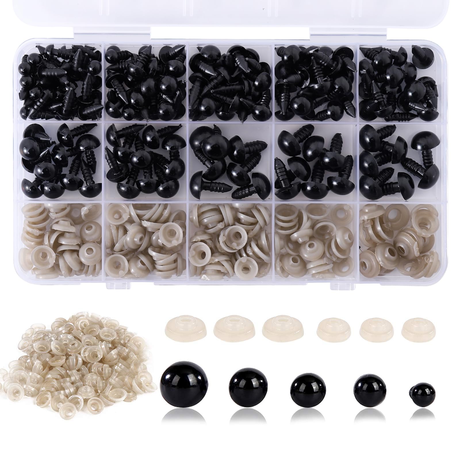 Vanblue safety eyes 6-12mm front view for secure plush toy assembly.