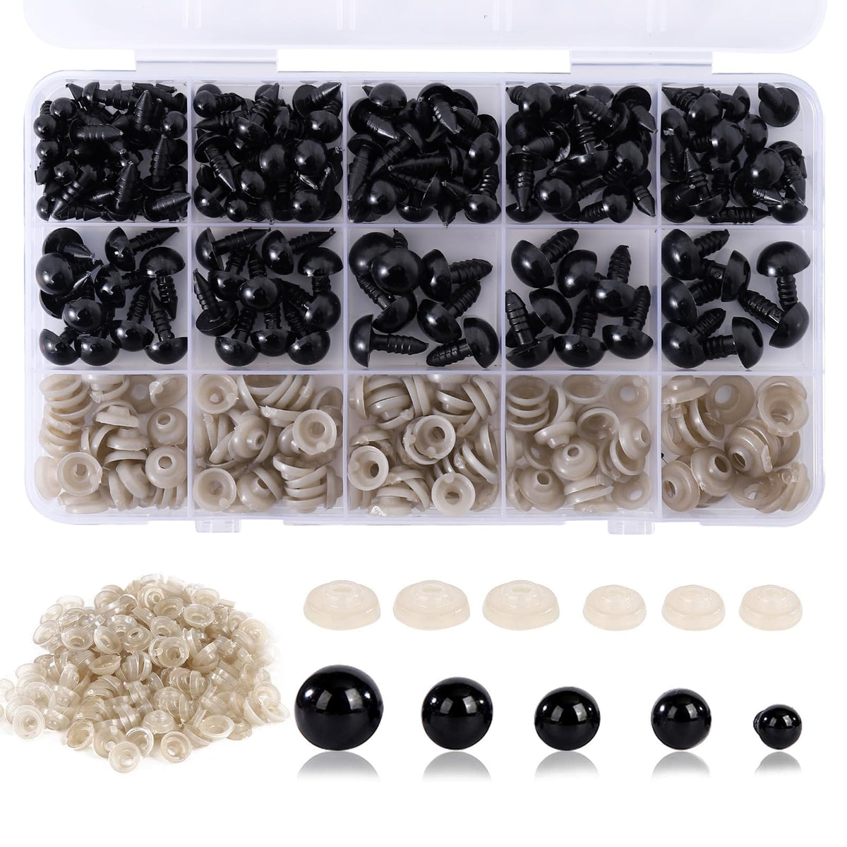Vanblue safety eyes 6-12mm front view for secure plush toy assembly.