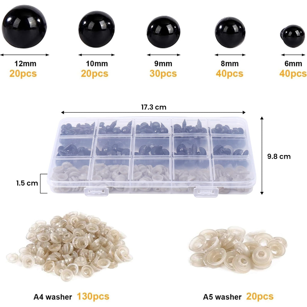 Vanblue safety eyes washers included for reliable fastening to amigurumi.