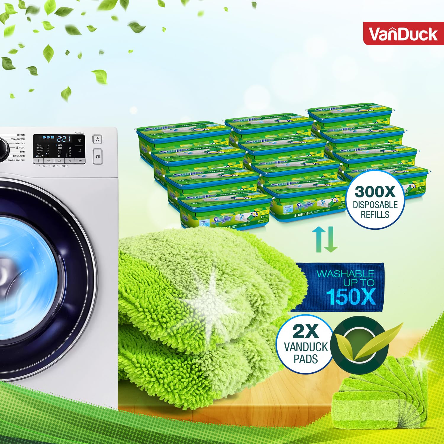 VanDuck pads work well on all floor surfaces with strong absorption.