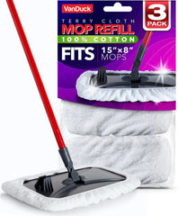 VanDuck cotton terry mop pads 15x8 inches for effective floor cleaning.