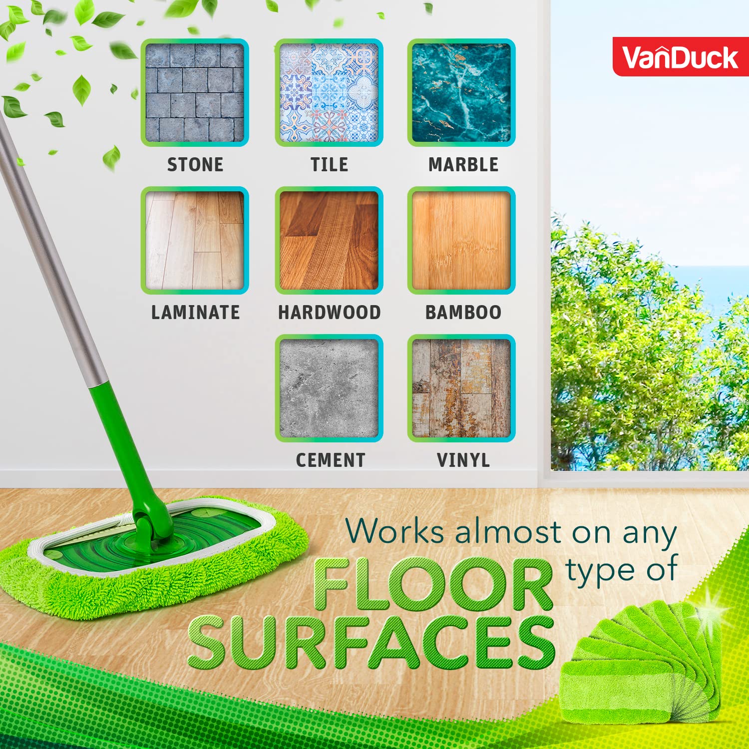 VanDuck mop pad demonstrates easy slide and smooth movement during cleaning.