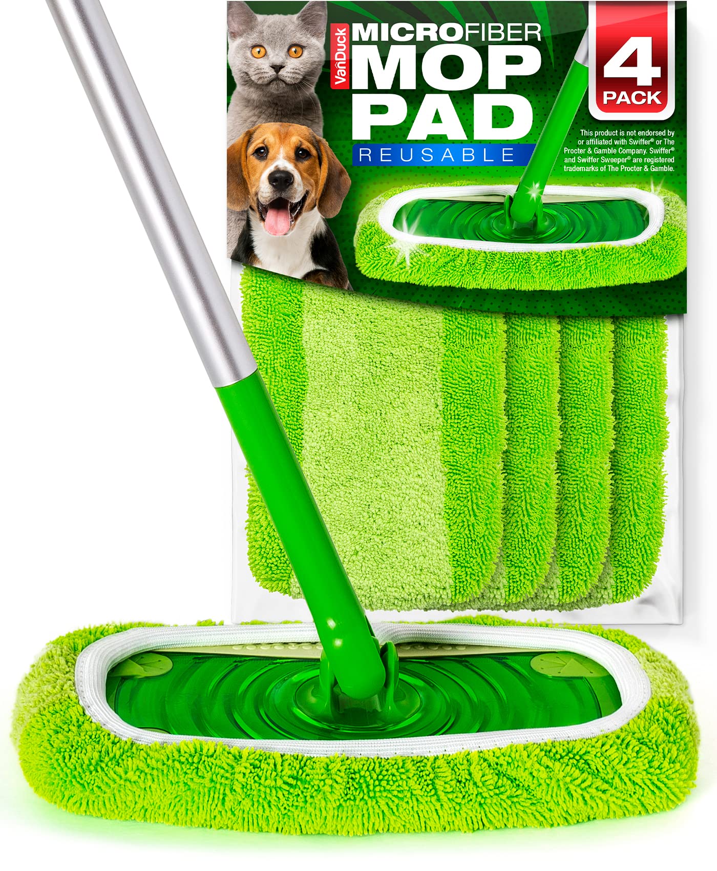 VanDuck reusable mop pads fit Swiffer Sweeper for efficient cleaning and reduced waste.