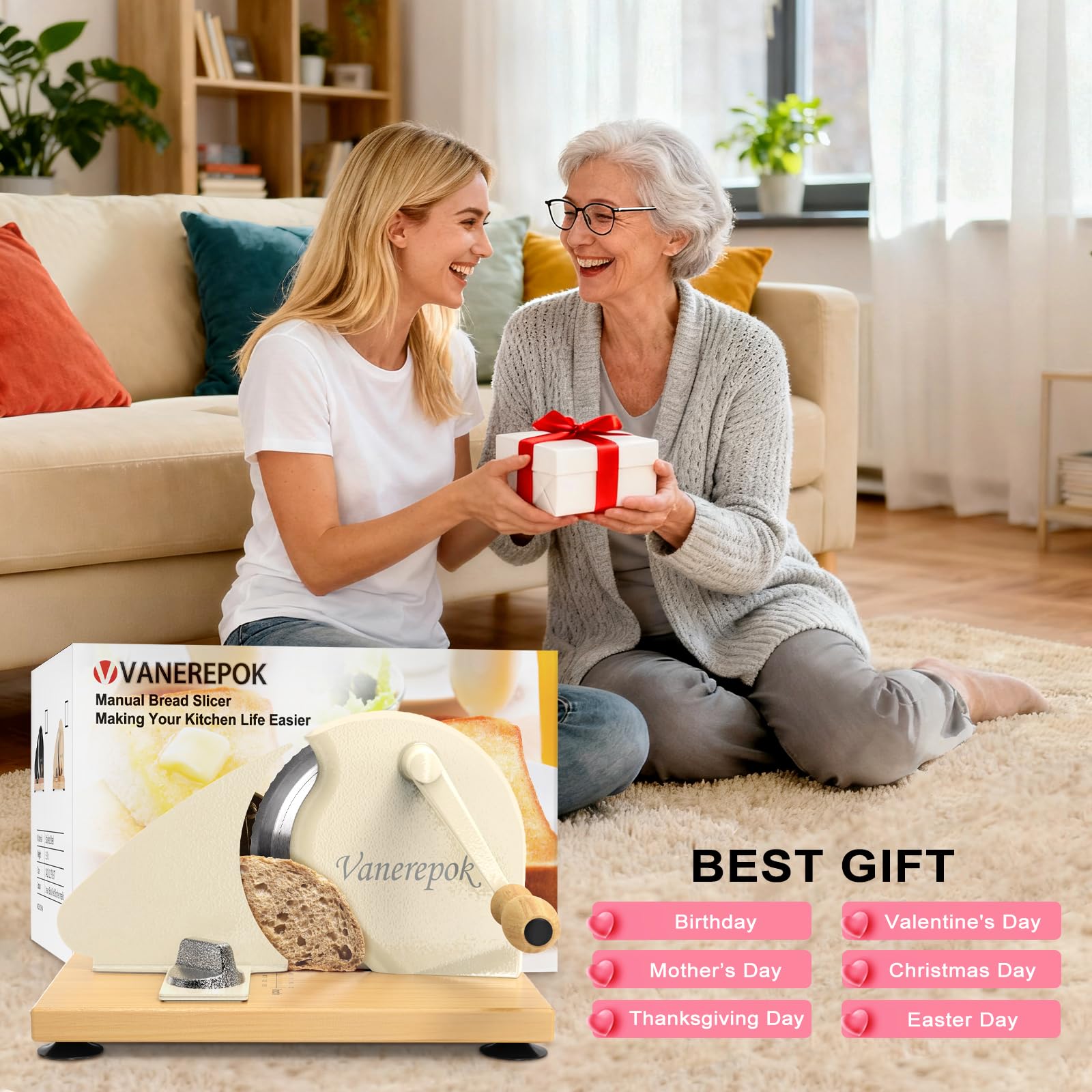 Vanerepok bread slicer classic design fits modern and retro kitchens
