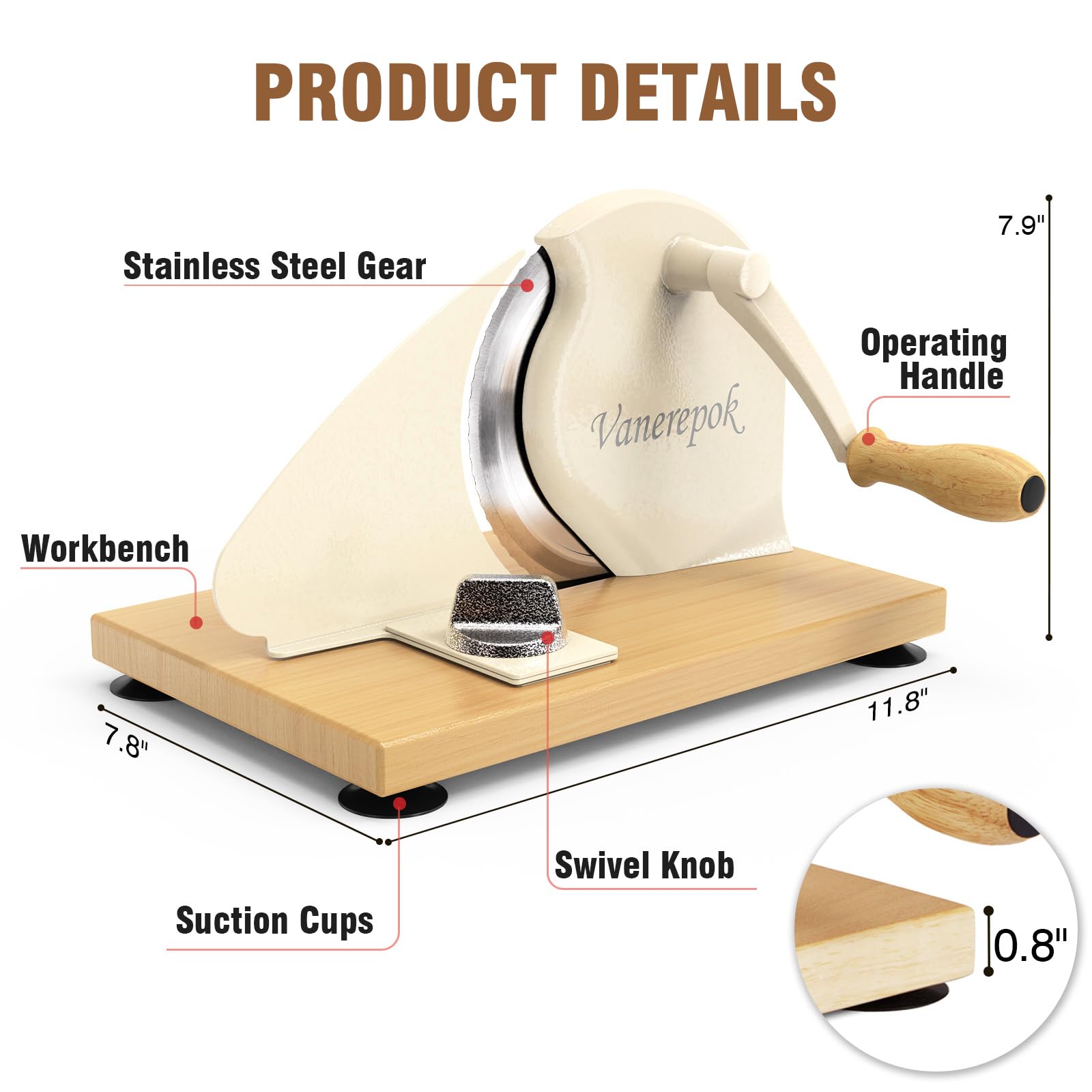 Vanerepok bread slicer gear-drive system demonstrating smooth cutting action