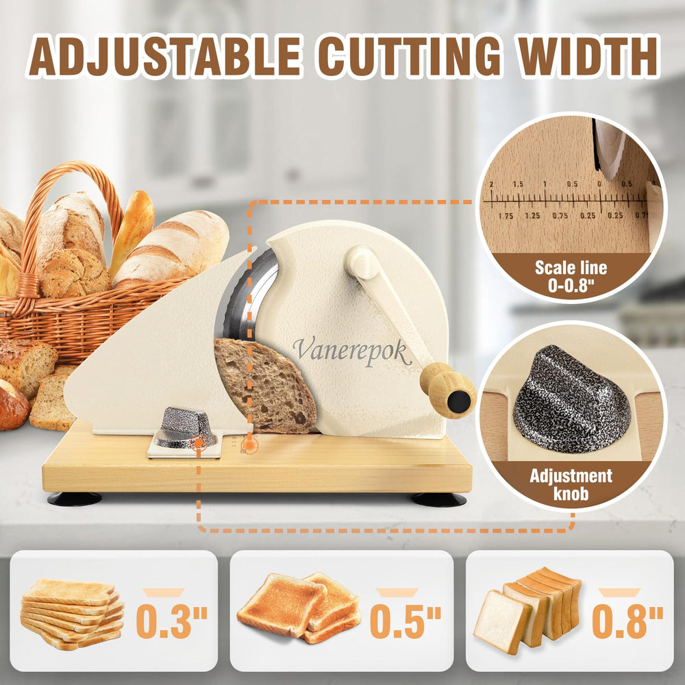 Vanerepok thickness control knob enabling precise slice thickness