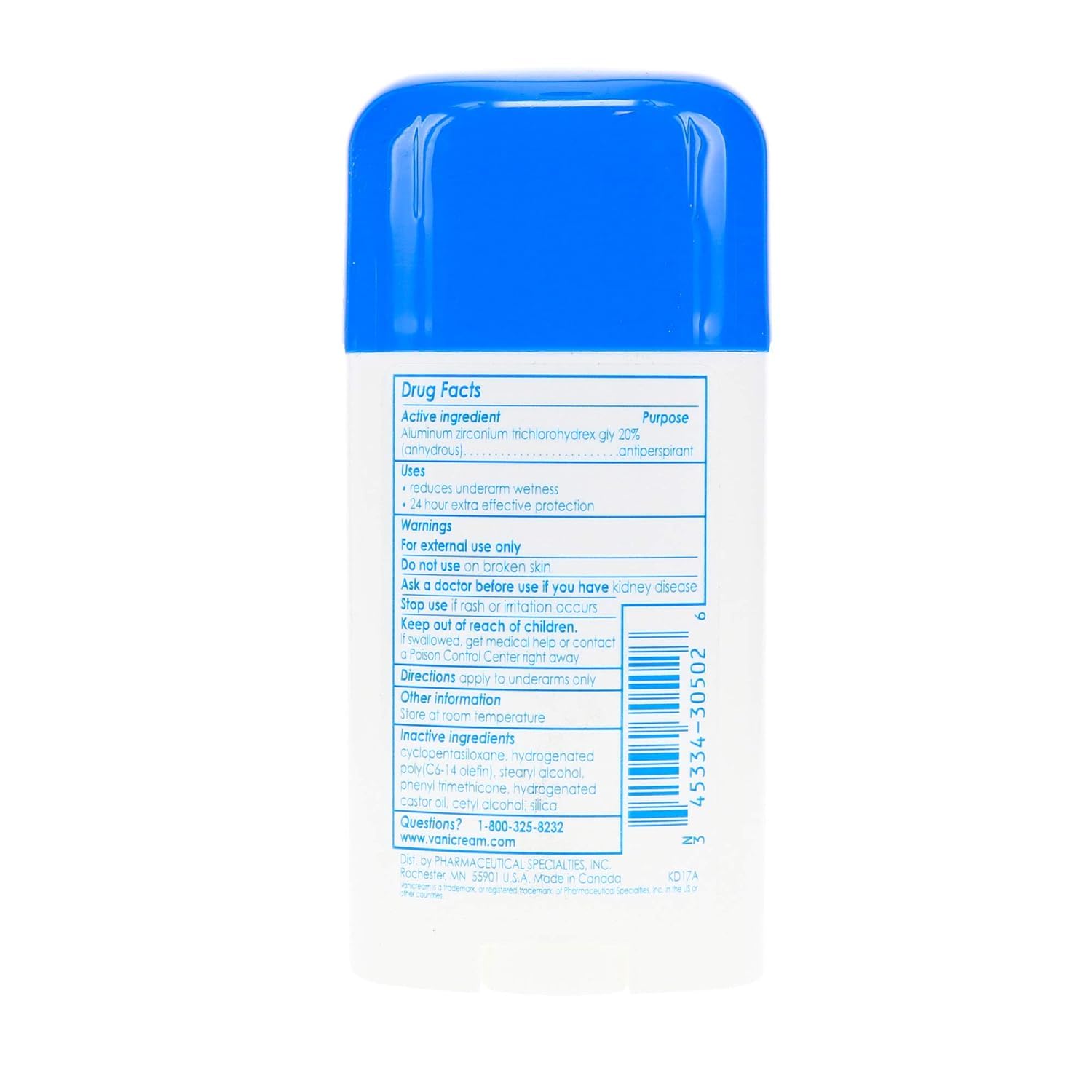 Two-pack packaging of Vanicream anti-perspirant with clear labeling