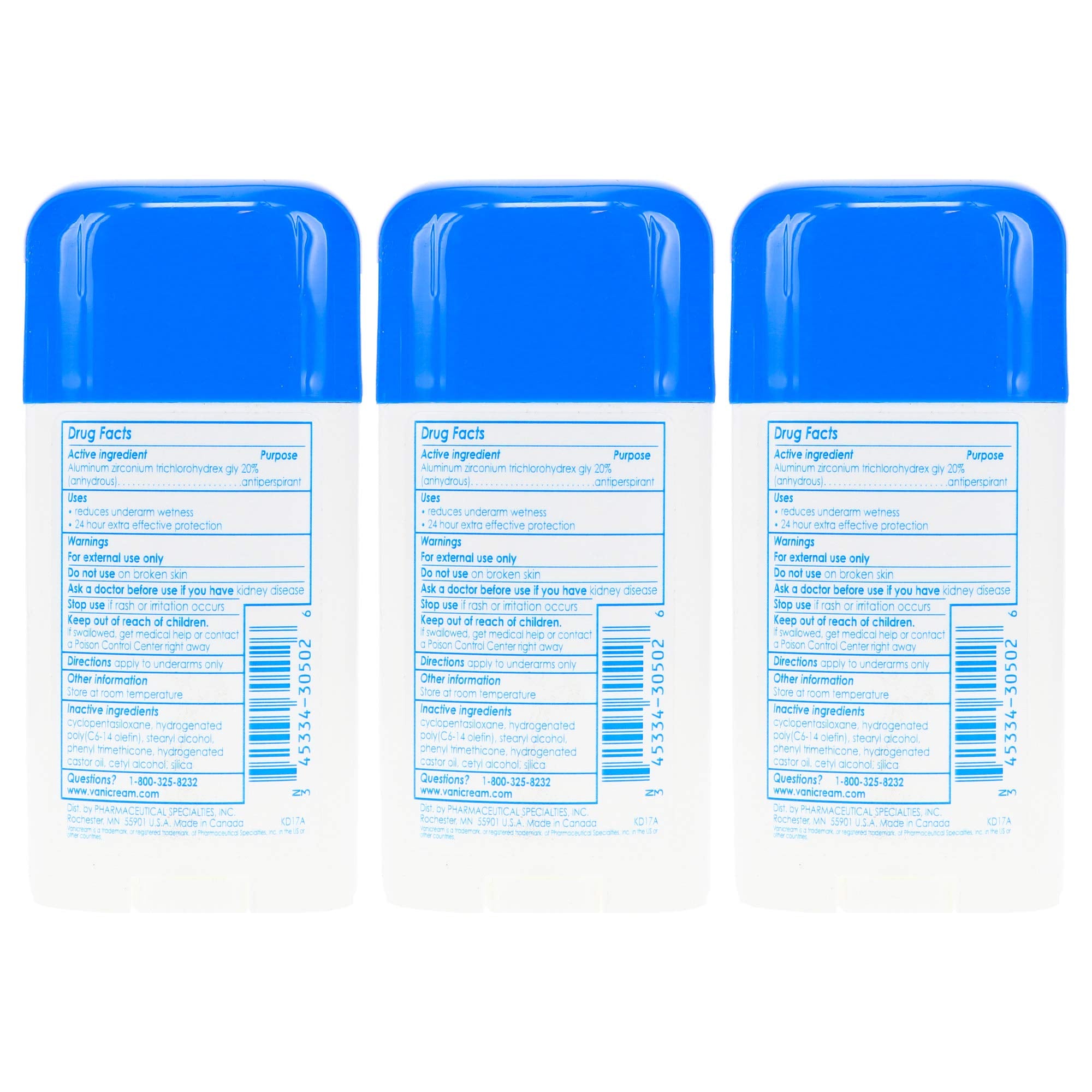 Vanicream Anti-Perspirant stick shows a dry, non-sticky finish during use