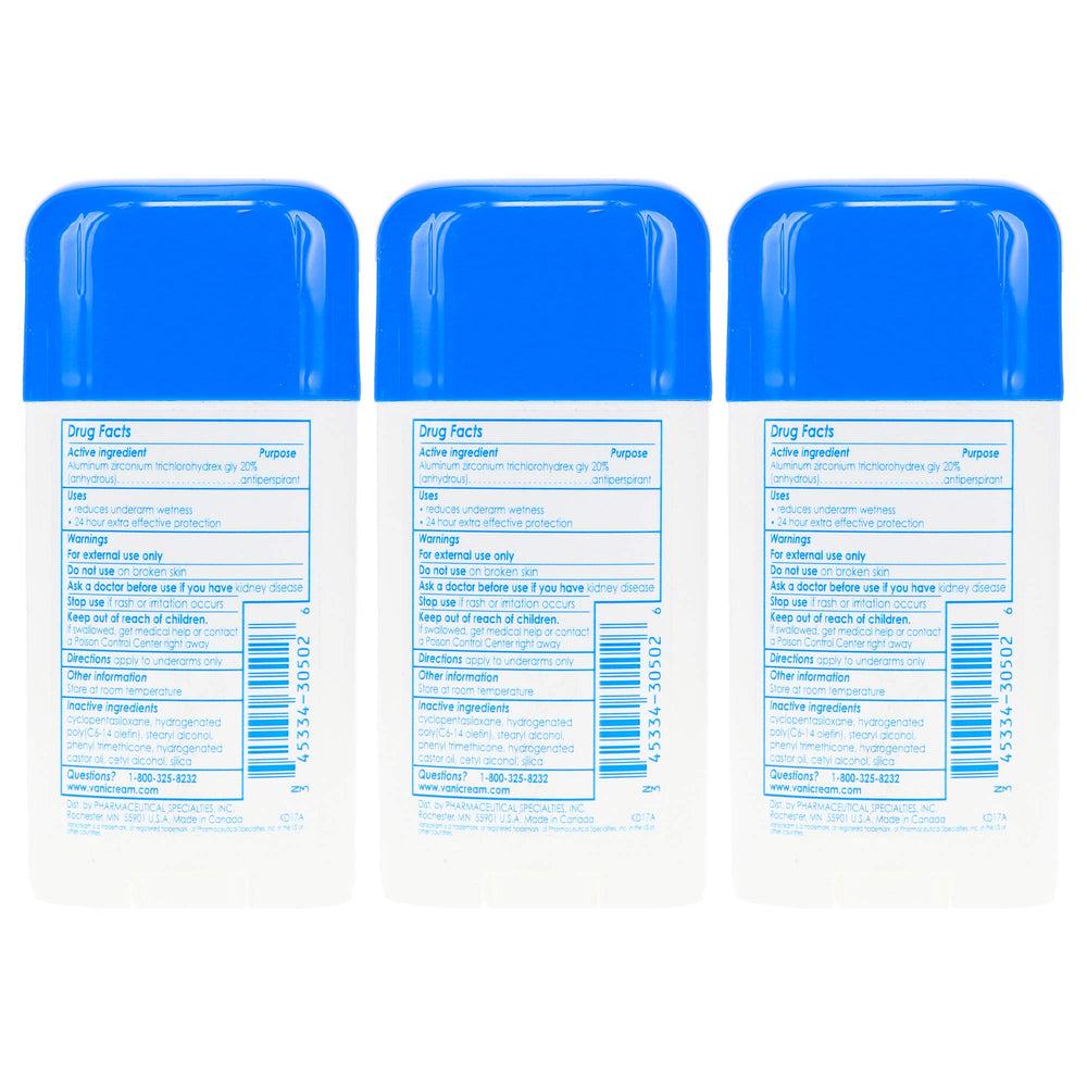 Vanicream Anti-Perspirant stick shows a dry, non-sticky finish during use
