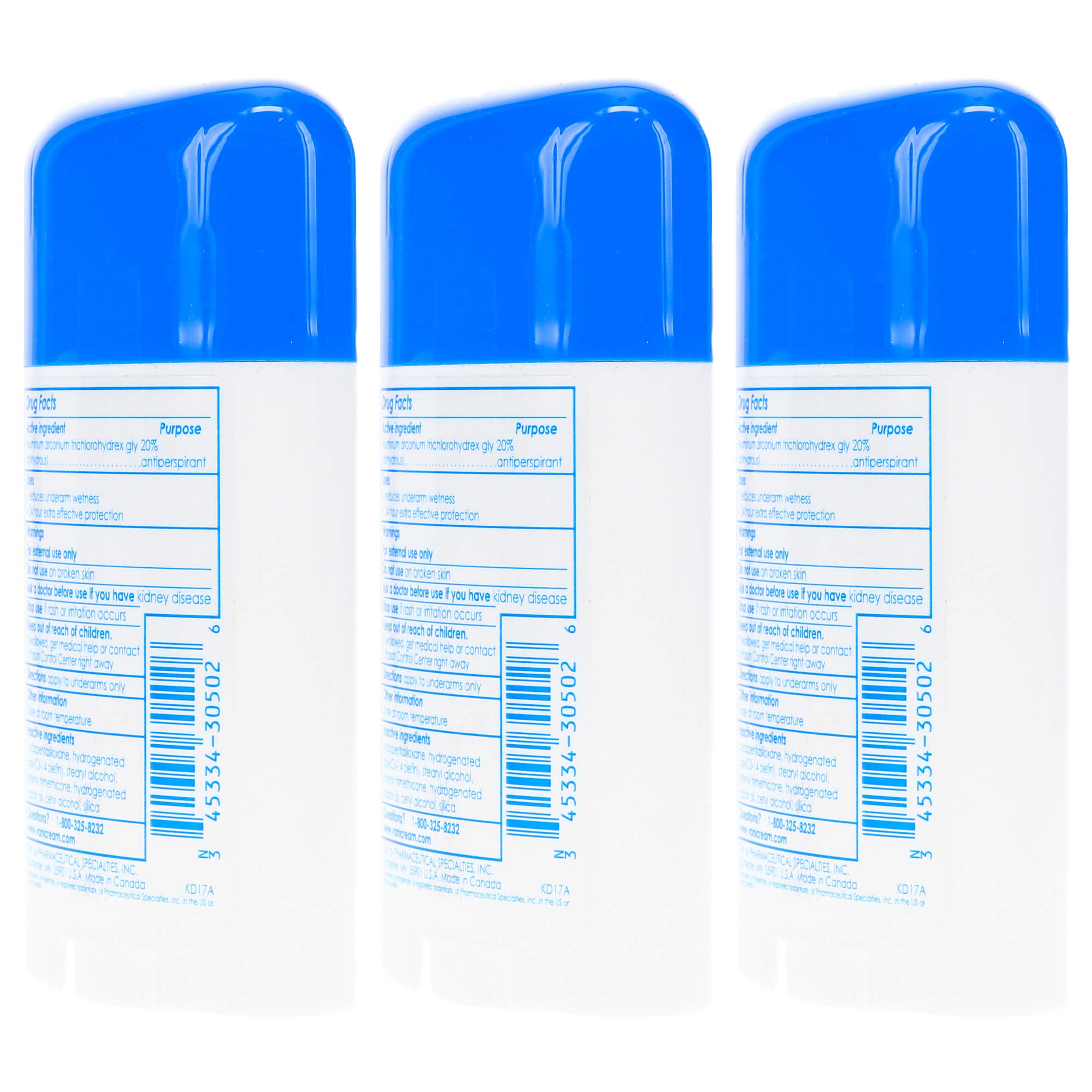 Vanicream Anti-Perspirant label highlights fragrance-free and dye-free ingredients