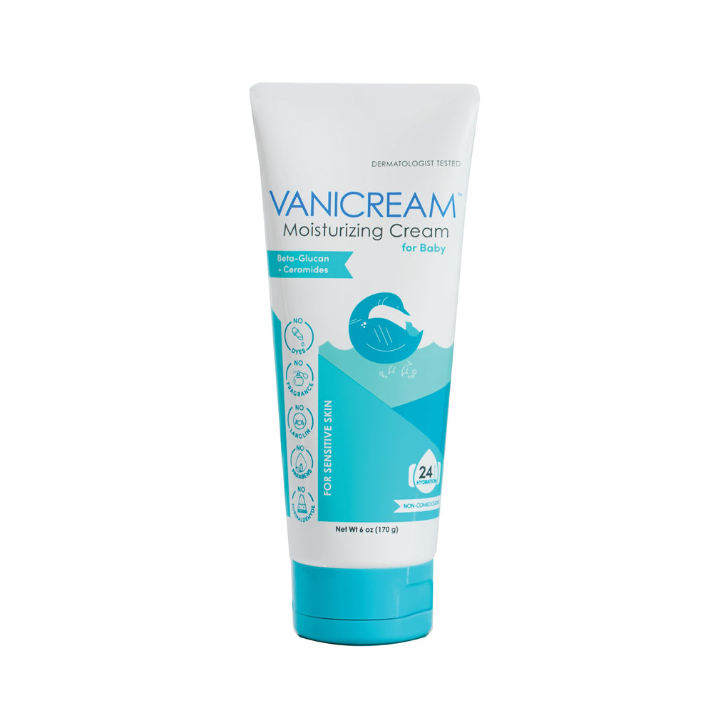 Vanicream Baby Moisturizing Cream 6oz bottle shown for gentle hydration.
