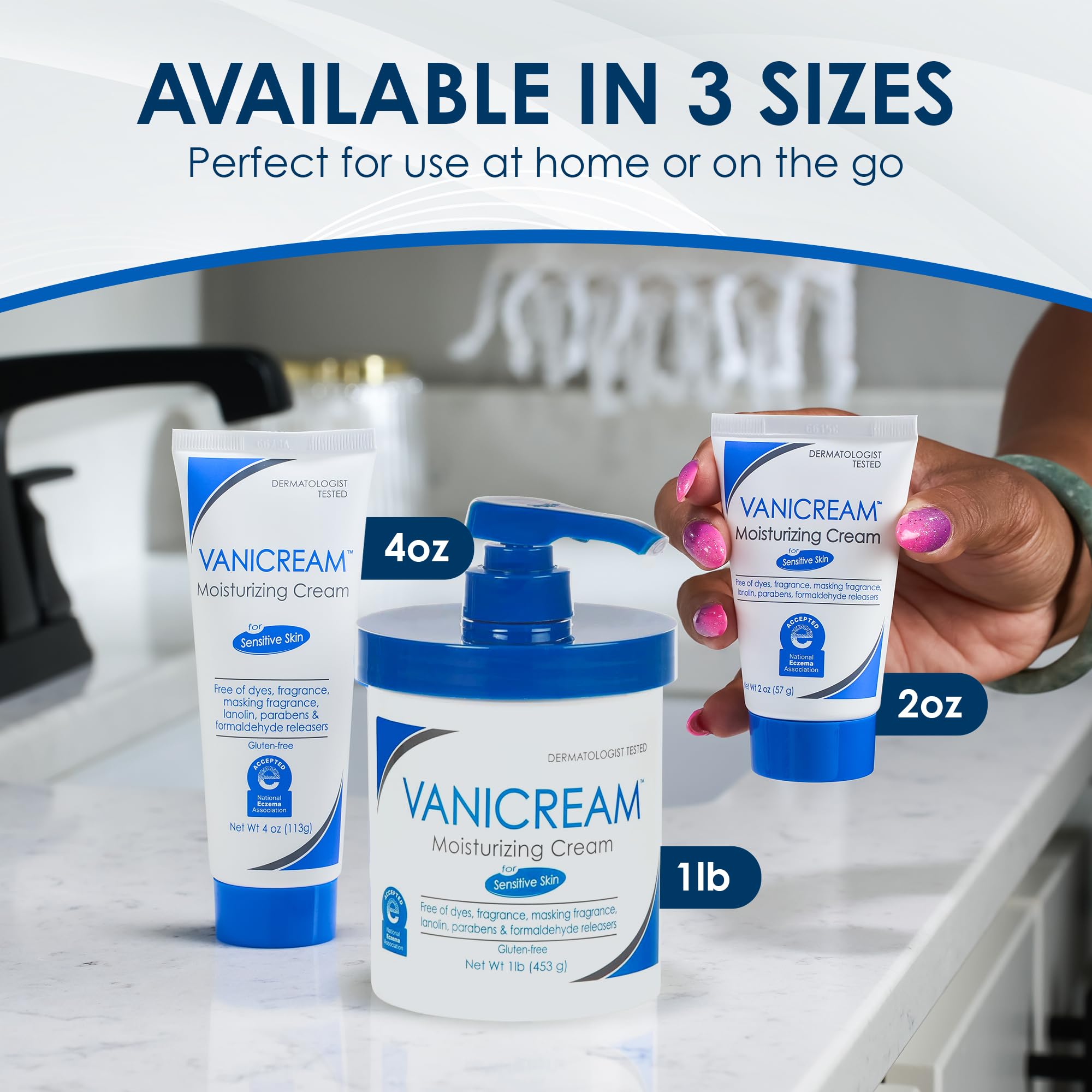 Vanicream 16oz bottle packaging shot for family use