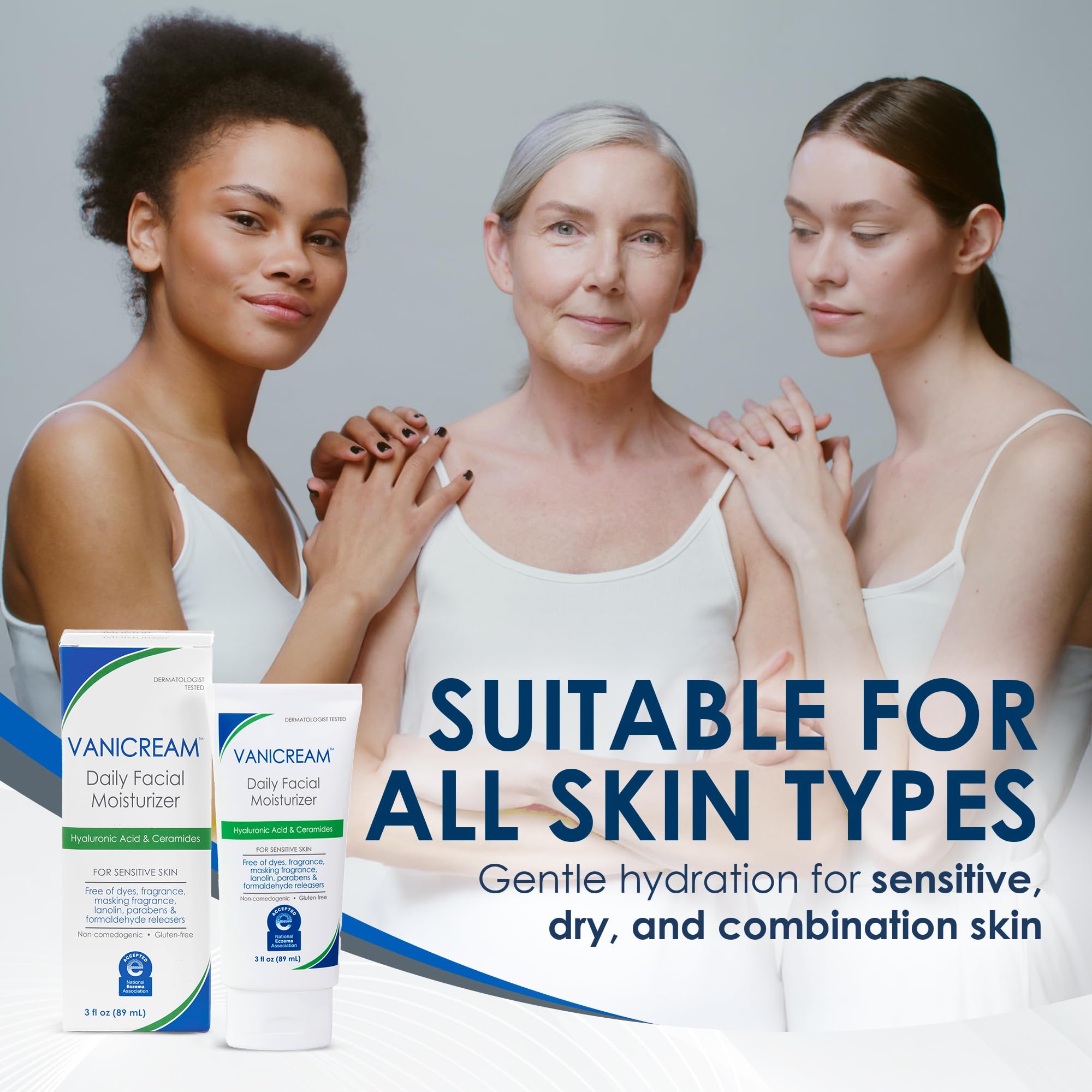 Dye-free and paraben-free packaging on Vanicream moisturizer