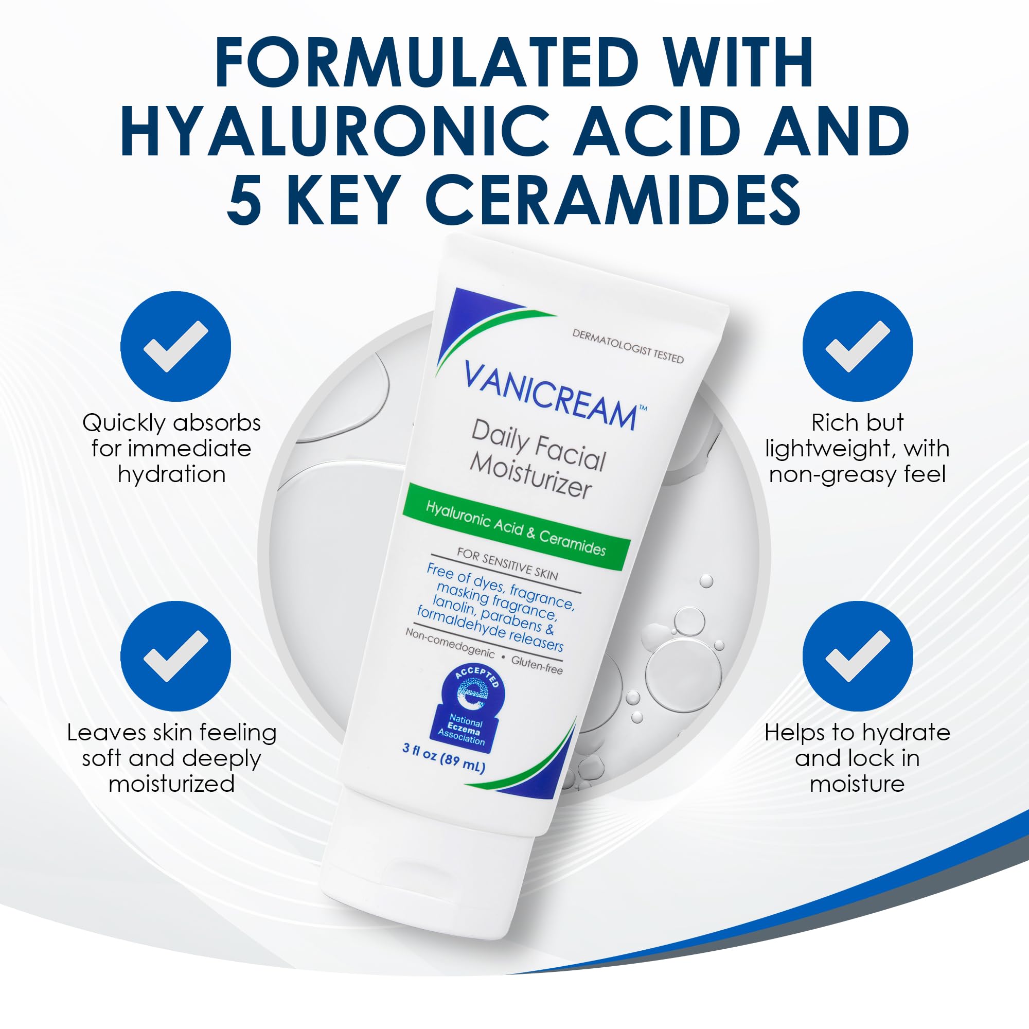 Fragrance-free label emphasizes irritation-free skincare by Vanicream