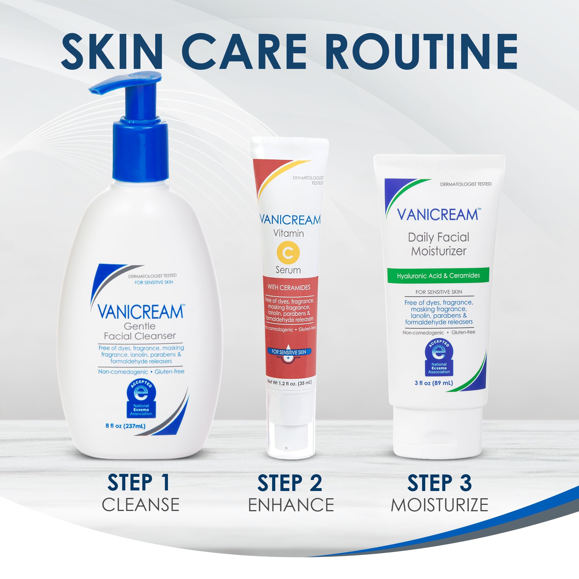 Sensitive-skin routine with Vanicream Daily Moisturizer supports gentle hydration