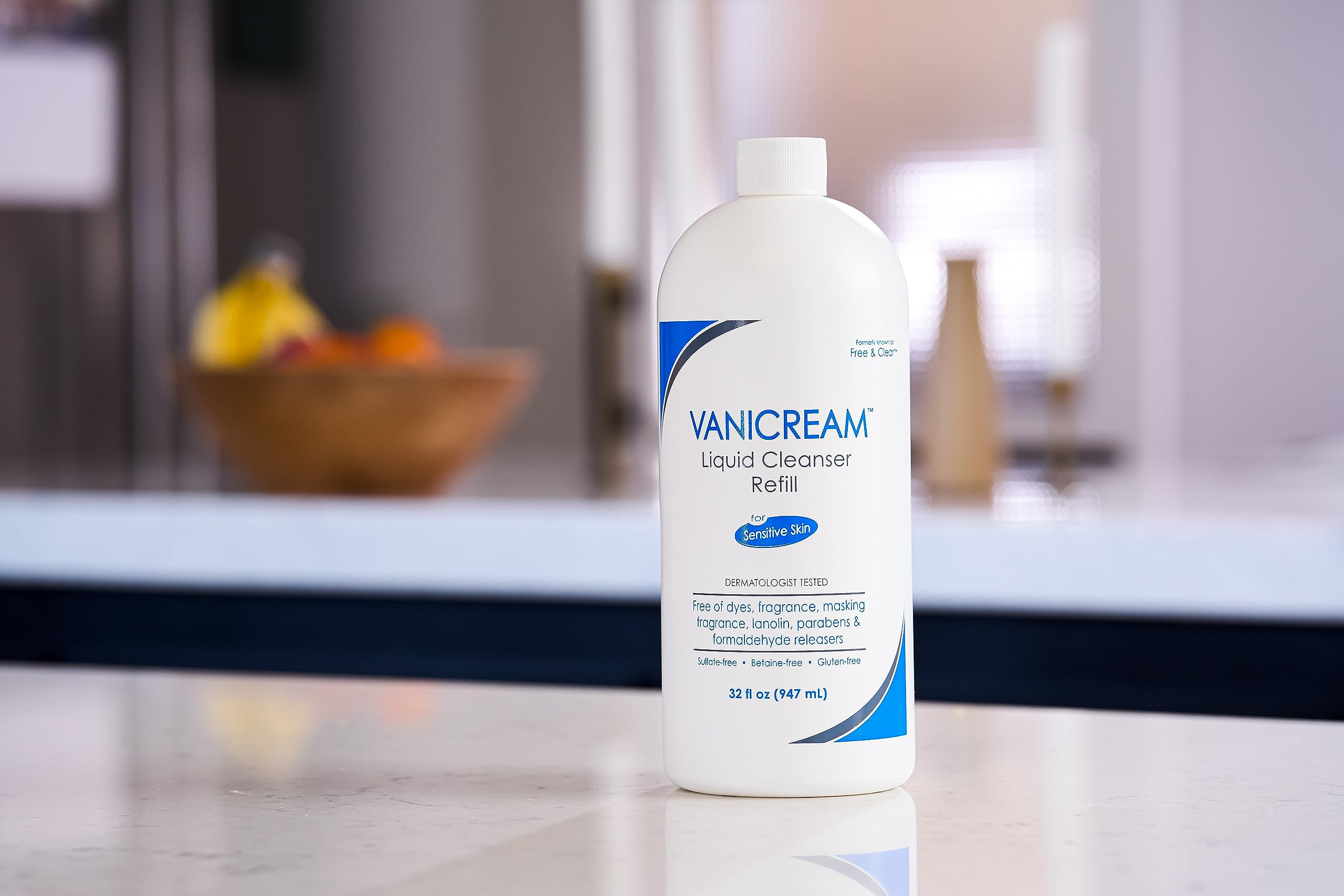 Vanicream Liquid Cleanser Refill being used to cleanse hands gently.
