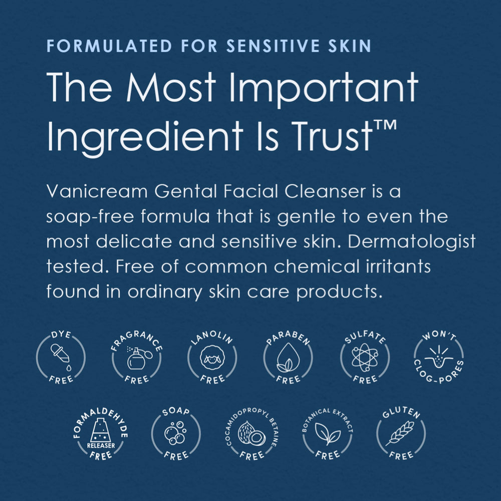 Vanicream Dermatologist-tested badge on packaging for trusted care.