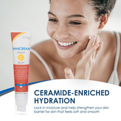 Milky texture of Vanicream Vitamin C Serum close-up on skin.