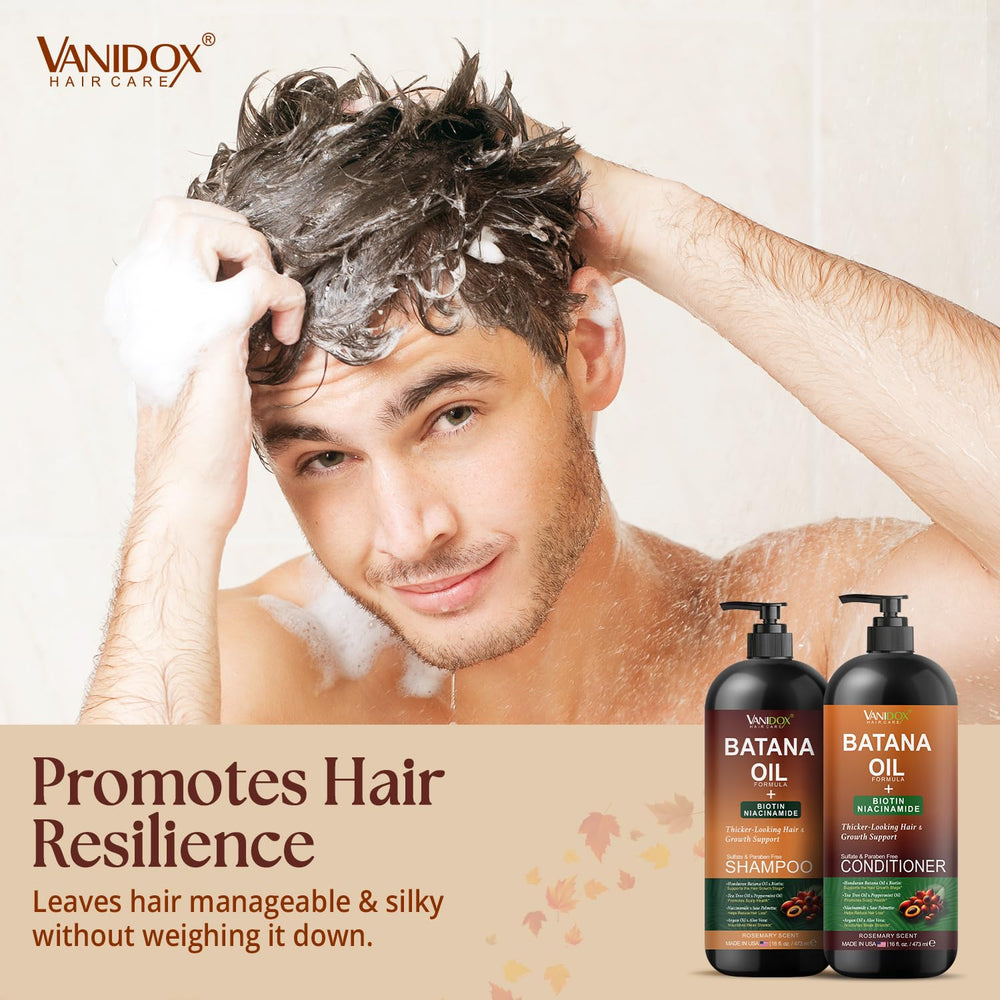 VANIDOX Biotin Niacinamide ingredients label highlights scalp nourishment.