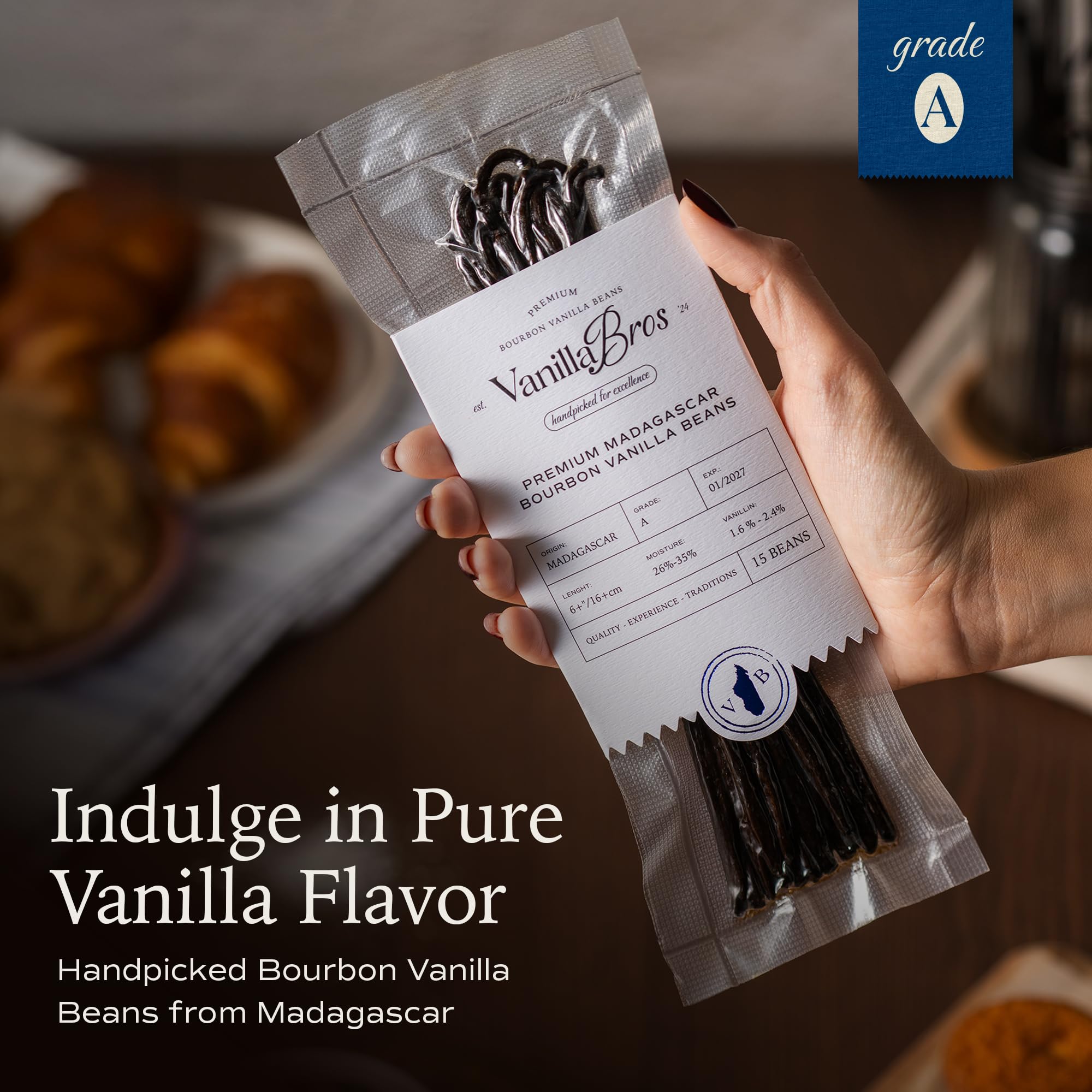 Aroma-rich Gourmet Vanilla Pods by VanillaBros for baking and flavoring.
