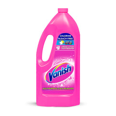Vanish pink stain remover bottle front shows color-safe stain removal in action