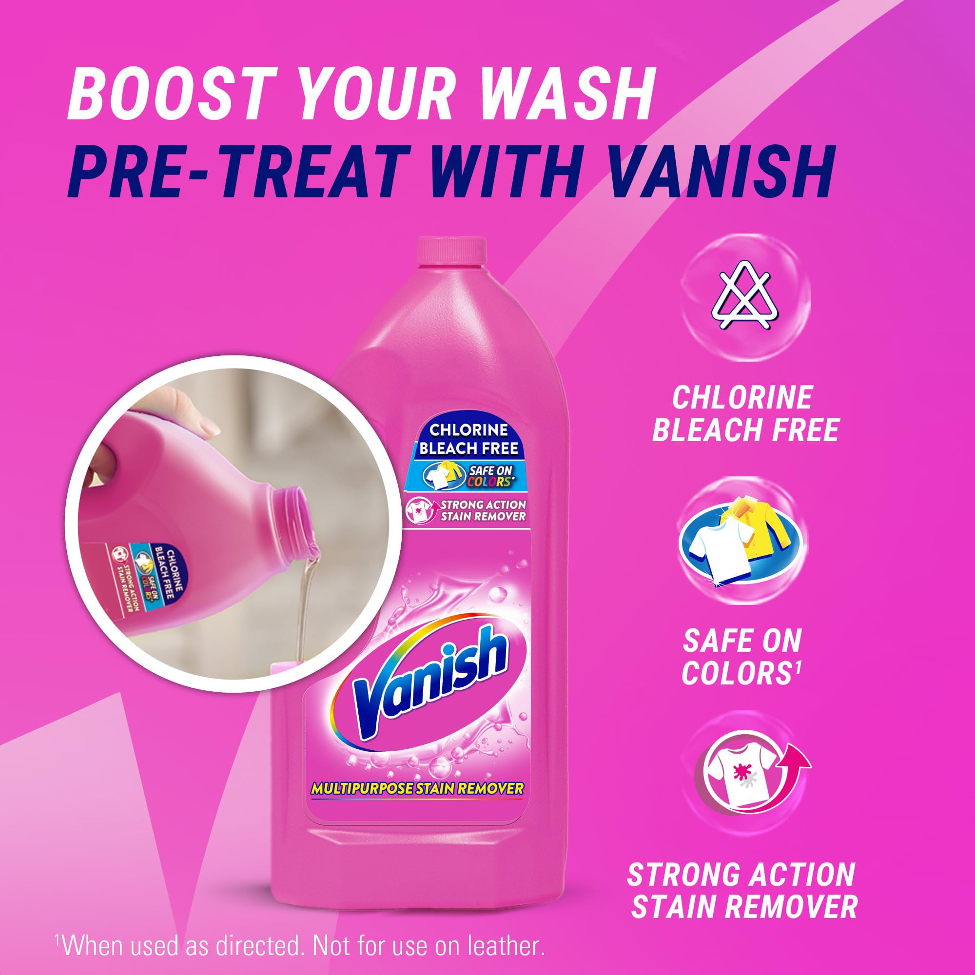 Vanish pink stain remover close-up demonstrates pre-treatment effect