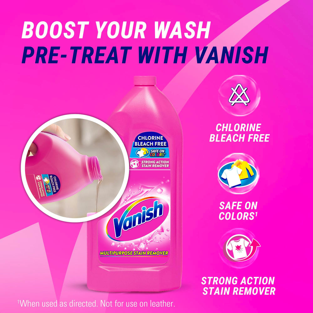 Vanish pink stain remover close-up demonstrates pre-treatment effect