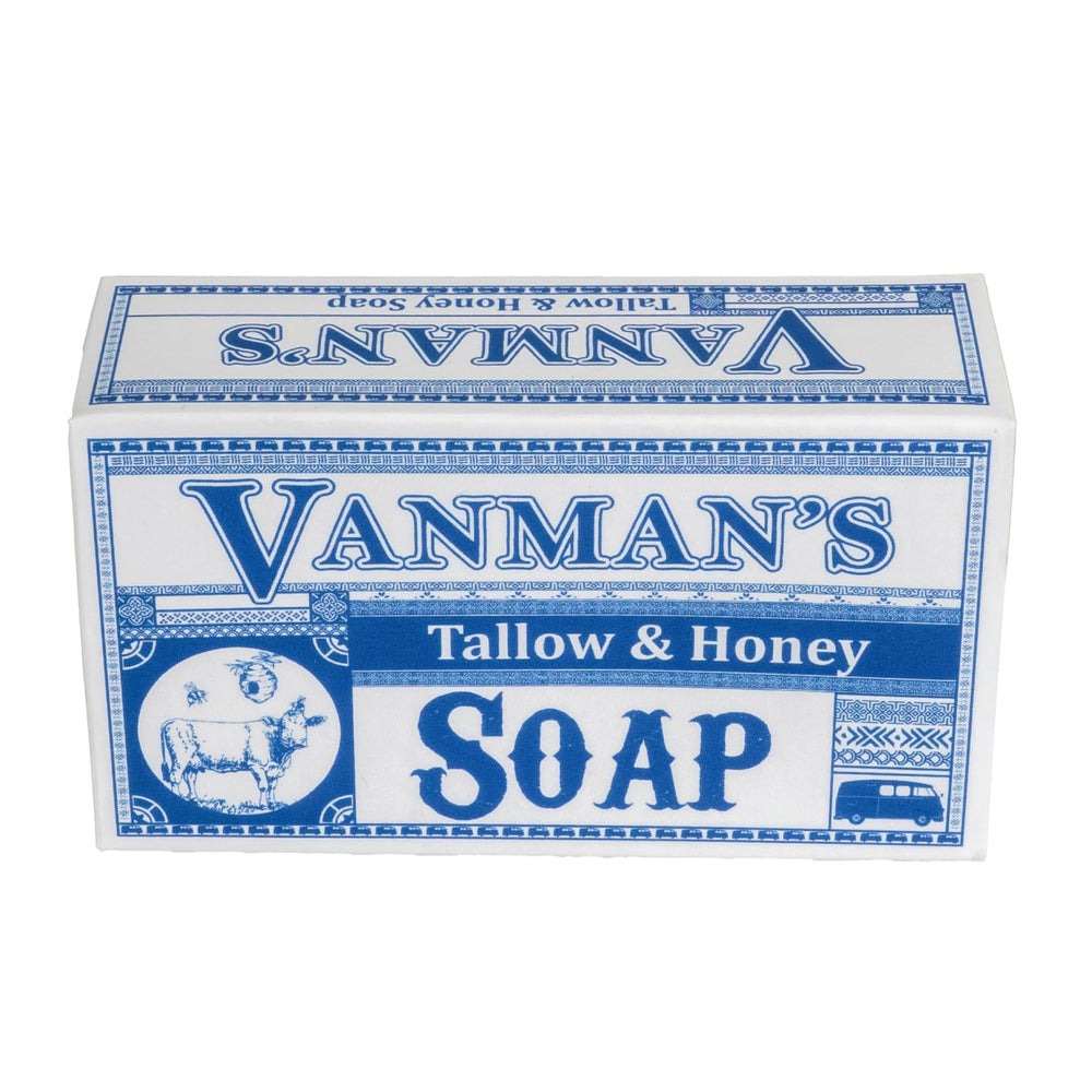 VanMan Beef Tallow Honey Bar Soap front view for gentle cleansing and nourishment