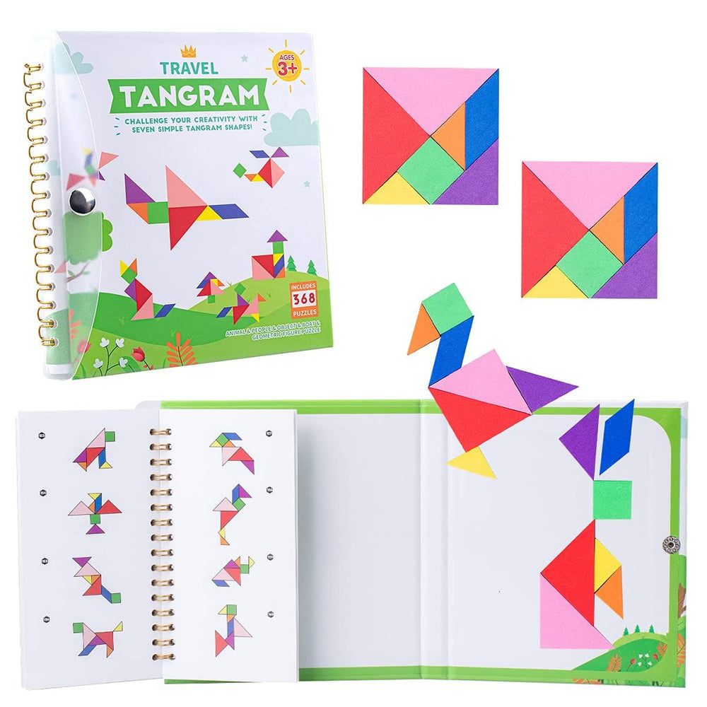 Vanmor Travel Tangram Puzzle with 14 colorful blocks for on-the-go play.