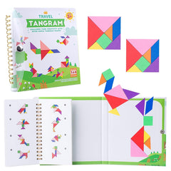 Vanmor Travel Tangram Puzzle with 14 colorful blocks for on-the-go play.