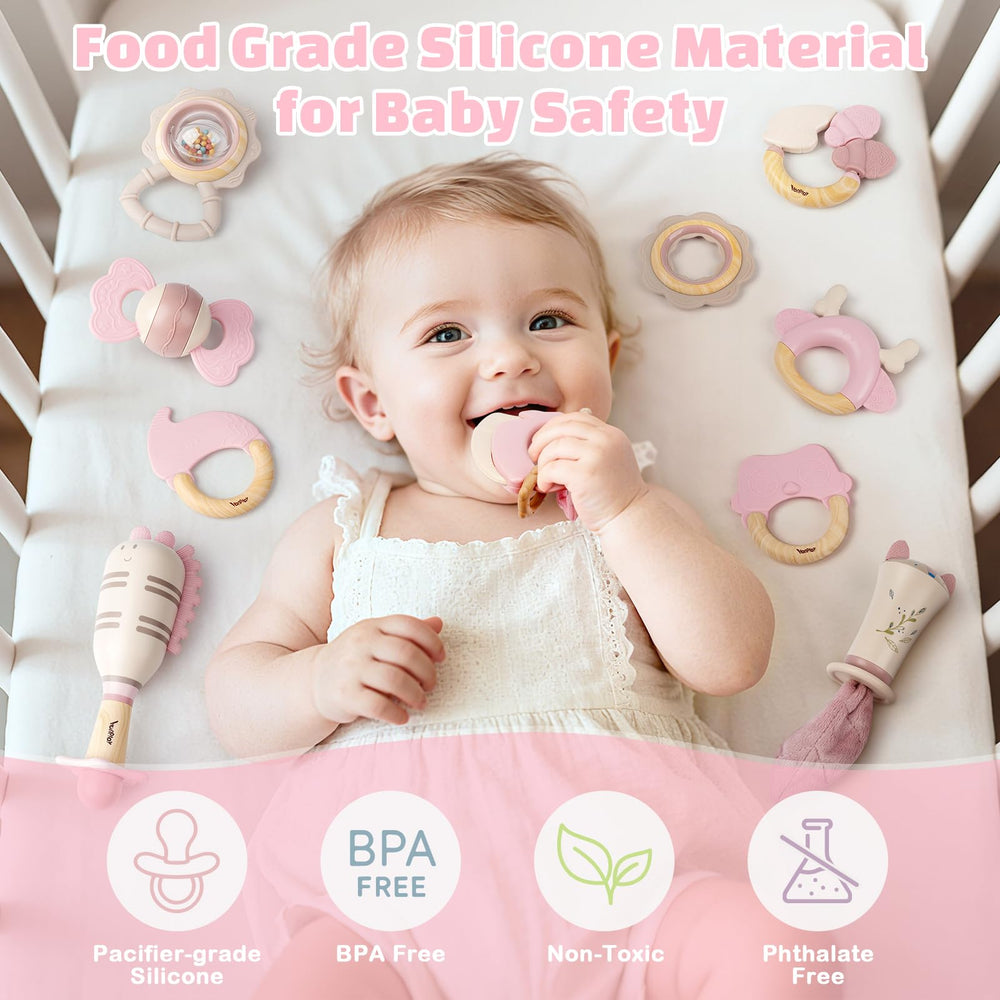 Vanplay dishwasher-safe rattle set for quick cleaning and ready play.