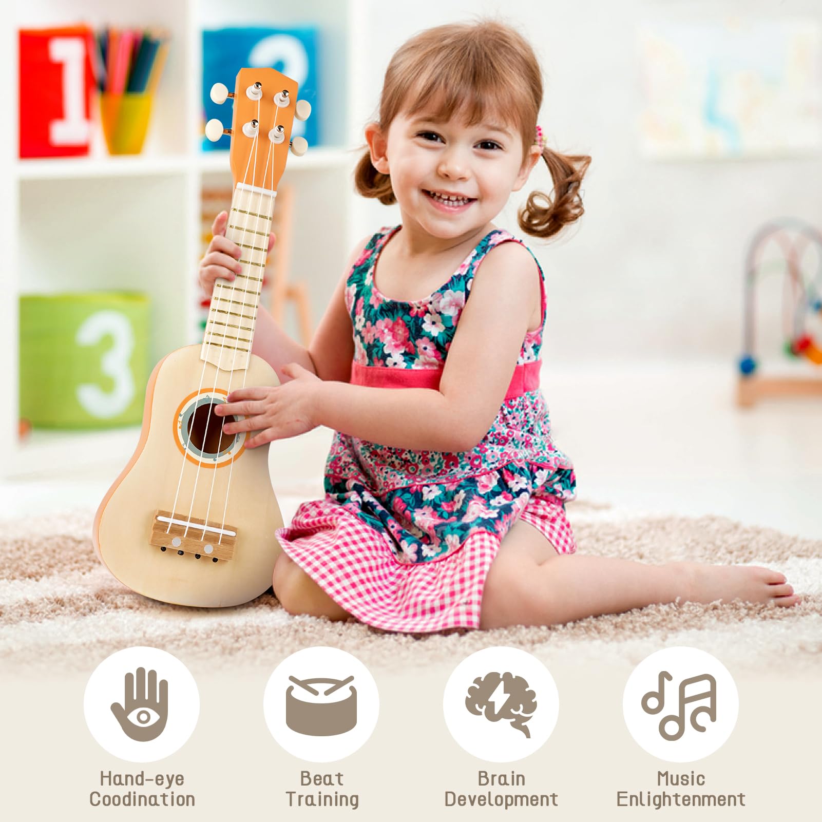 Vanplay Kids Guitar Set flute detail highlighting rounded edges for tiny fingers