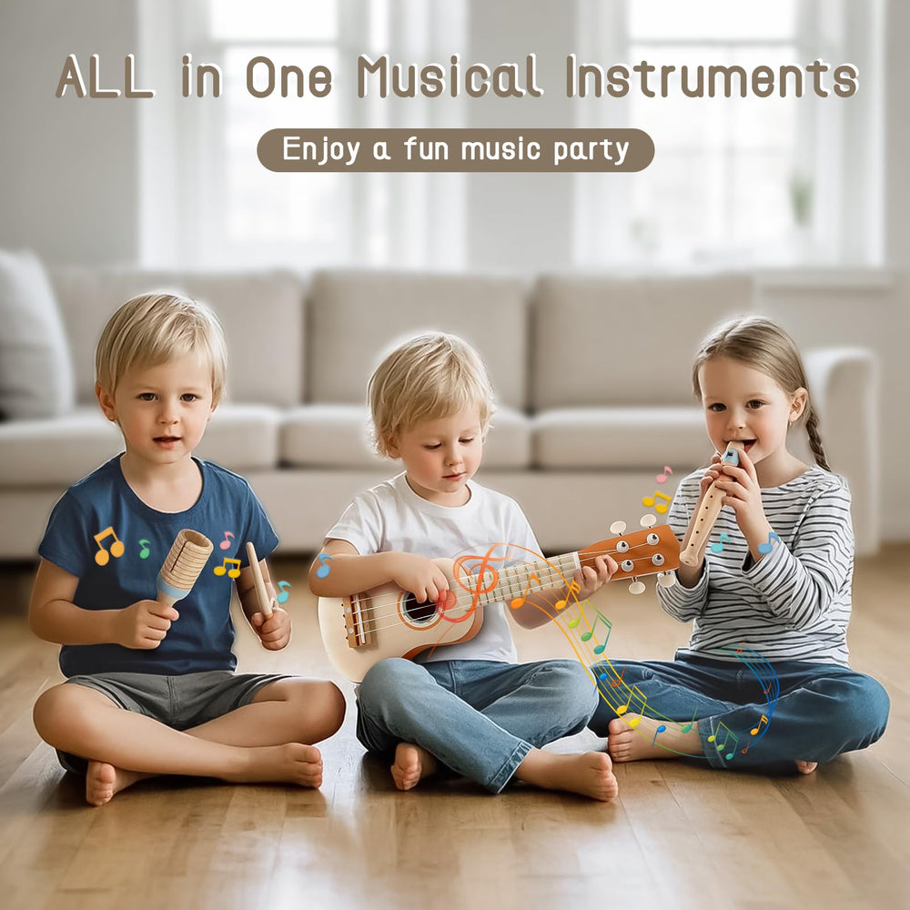 Vanplay Kids Guitar Set maracas in action for lively rhythm exploration