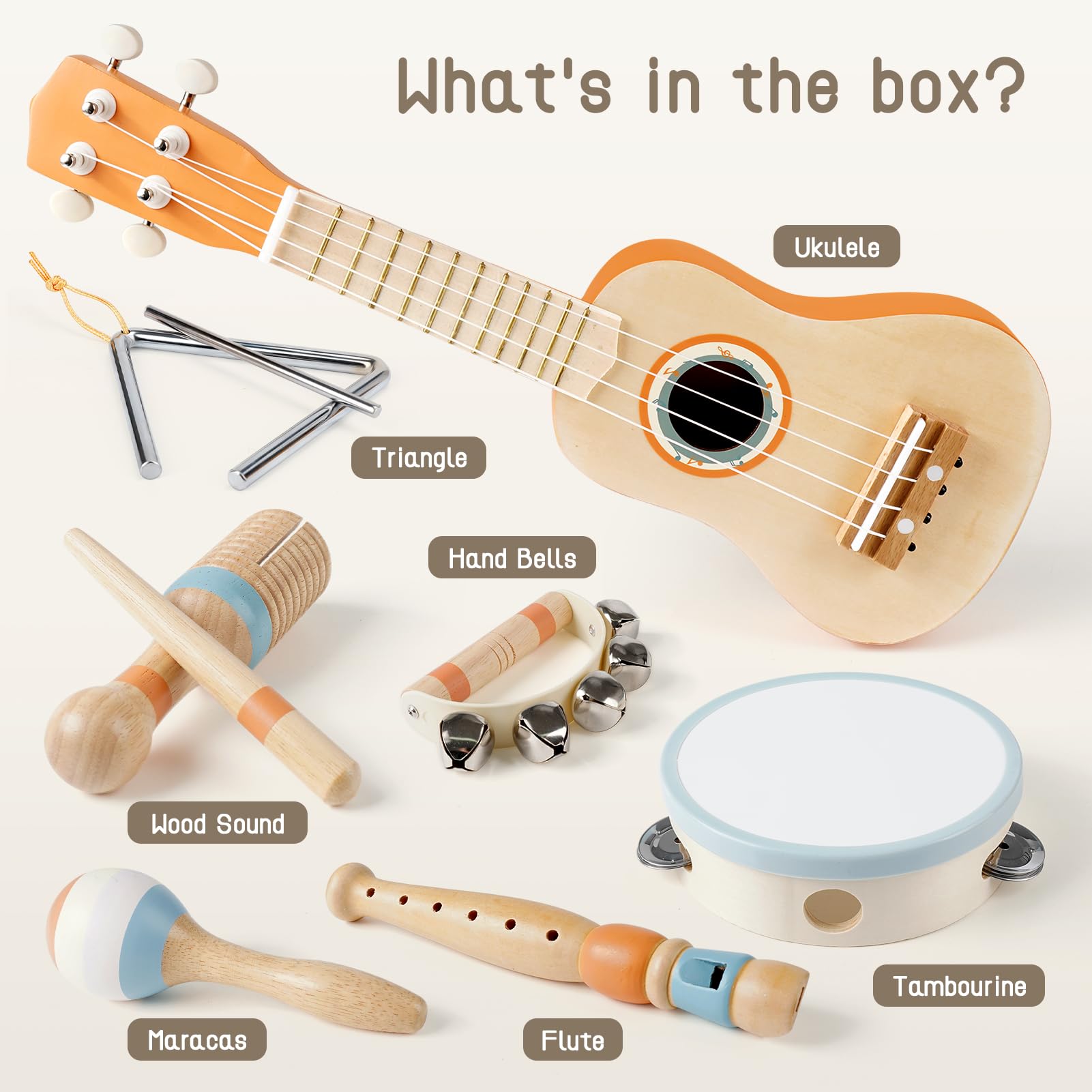 Vanplay Kids Guitar Set tambourine close-up with sturdy frame for long-lasting play