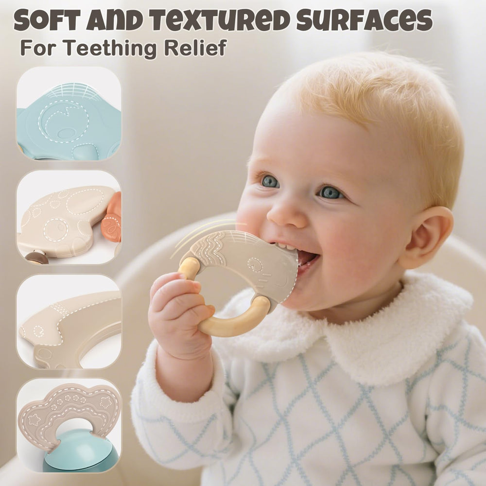 Vanplay soft silicone teethers for soothing gums and safe chewing.