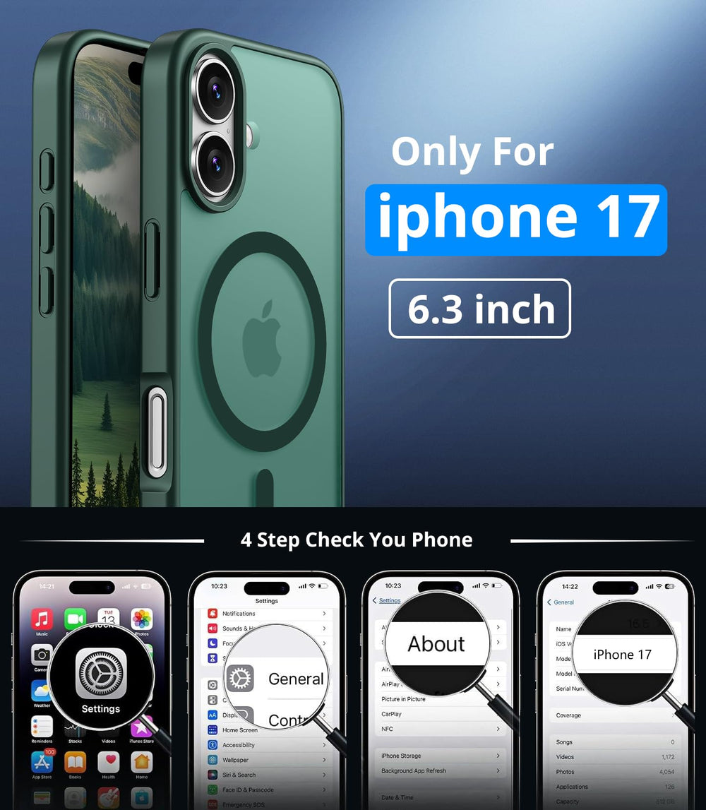 Vansdon iPhone 17 dark green matte translucent back protects while highlighting the device.
