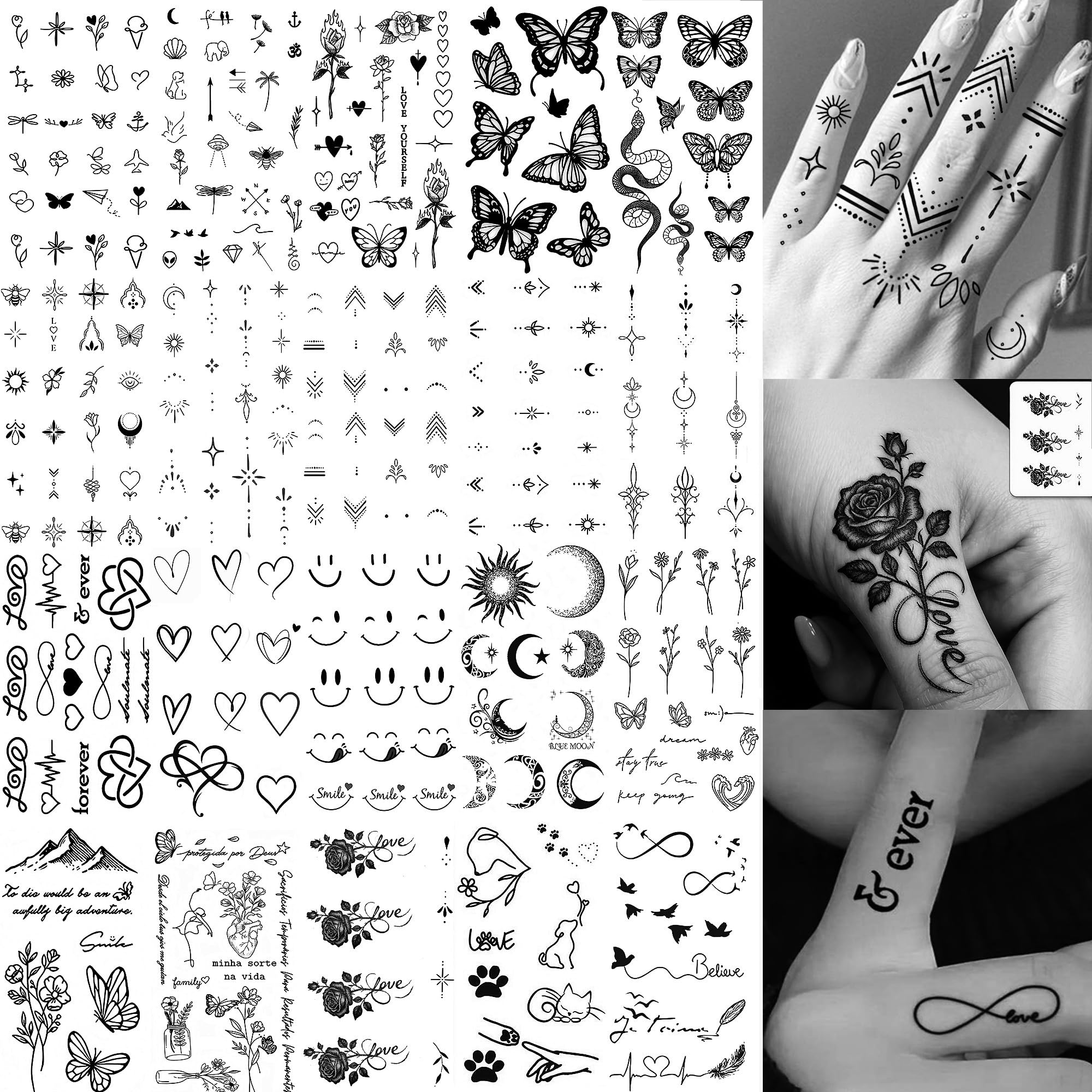 VANTATY 20-sheets mixed style tattoos for versatile hand and arm looks