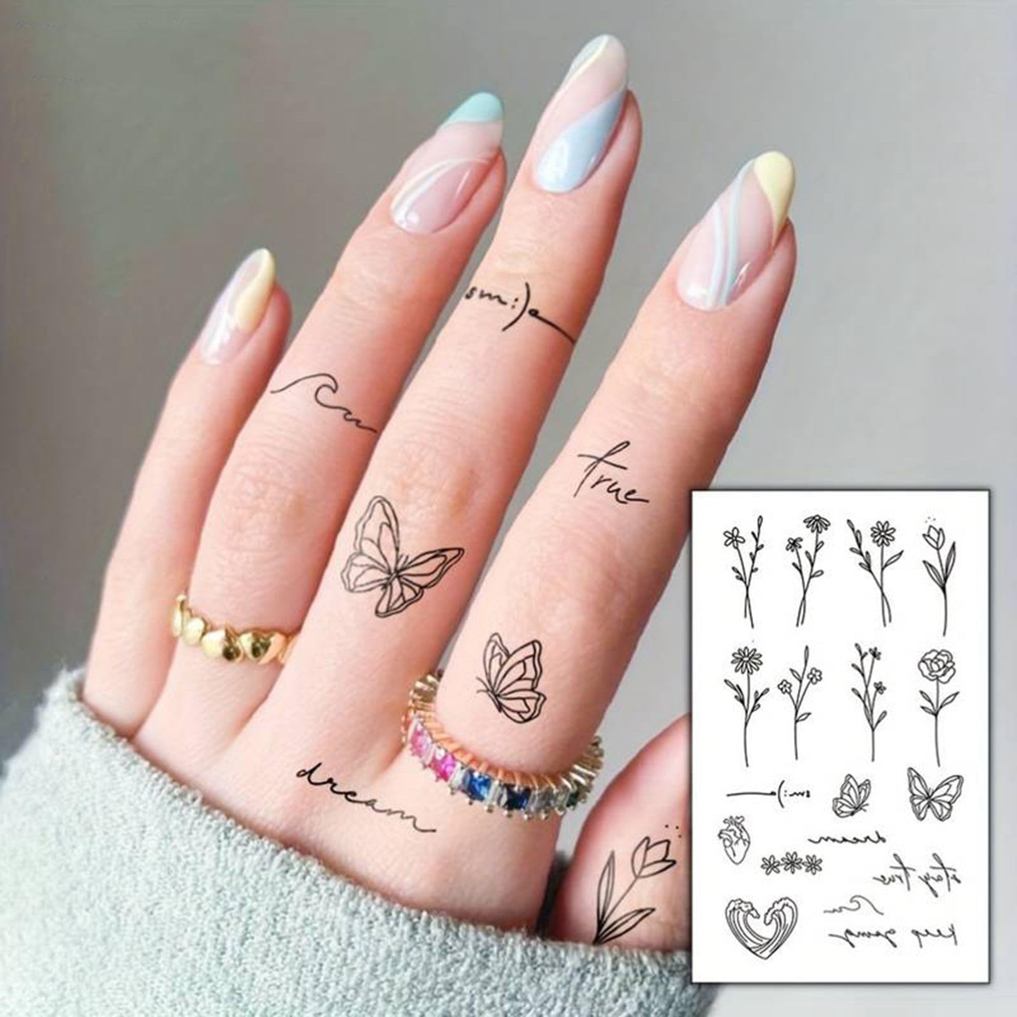 VANTATY small butterfly and heart tattoos add delicate flair