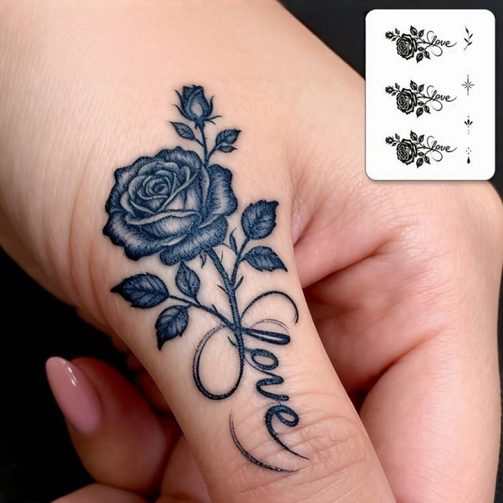 VANTATY tiny infinity rose and butterfly tattoos for subtle everyday decoration