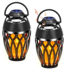 Vanten LED flame speaker outdoors with warm ambient glow
